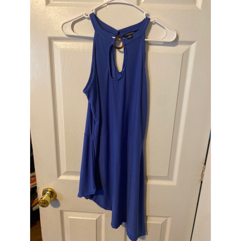 Rouge Collection Royal Blue Halter Top Tortoise Ring Keyhole Asymmetrical 1X